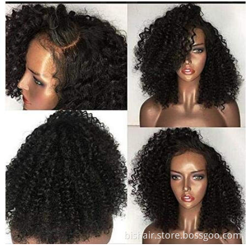 Afro Kinky Curly Hair Real Wig 100% Real Hair Brazil Front Lace Wig 180 Density Natural Color Suitable for Women's Wholesale